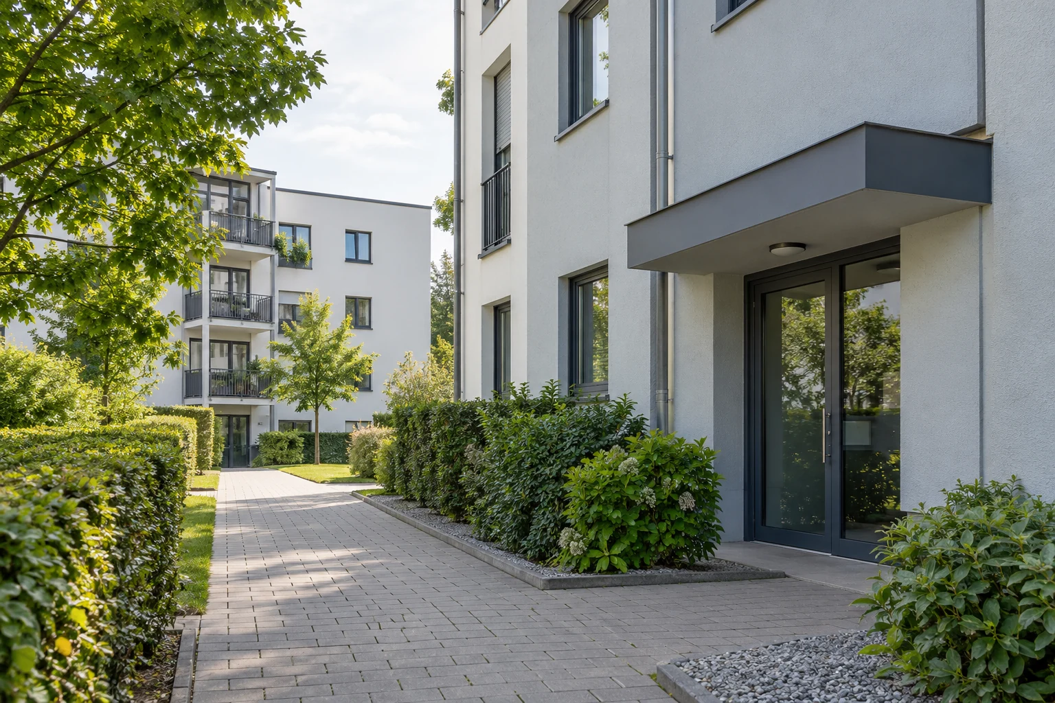 KI-Stimmungsbild einer Wohnanlage als Beispiel für die Objektart